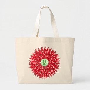 Vintage houtsnede roze & rode bloesem grote tote bag