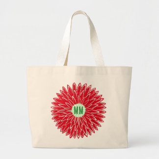 Vintage houtsnede roze & rode bloesem grote tote bag