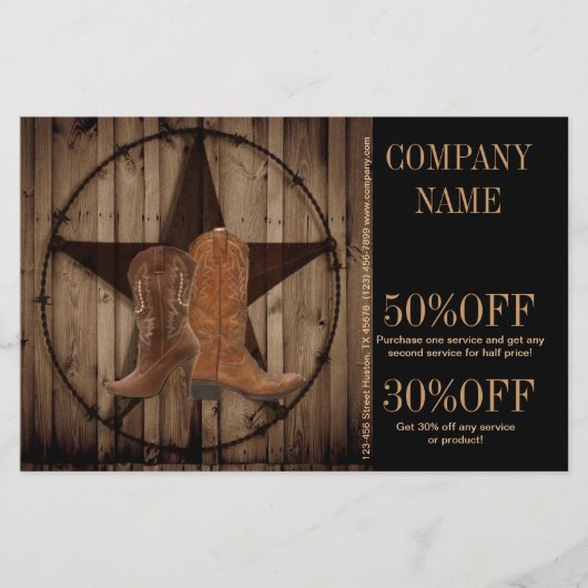 vintage houtstructuur cowboylaarzen western countr flyer (Voorkant)