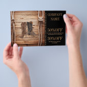 vintage houtstructuur cowboylaarzen western mode flyer (Hand)