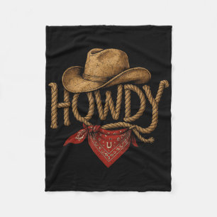 Vintage Howdy Cowboy Retro Western Howdy Cowboy  Fleece Deken