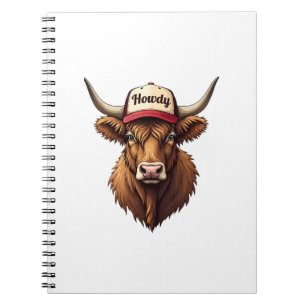 Vintage Howdy Highland Koe Western Trucker Hoed St Notitieboek