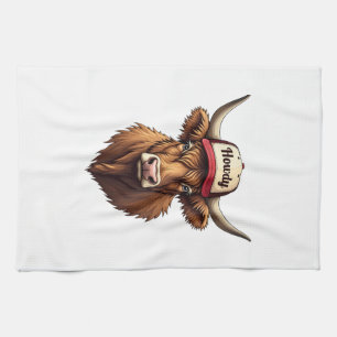 Vintage Howdy Highland Koe Western Trucker Hoed St Theedoek