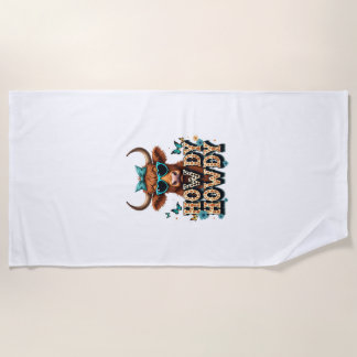 Vintage Howdy Schotse Hooglanders Koe met Hart Zon Strandlaken