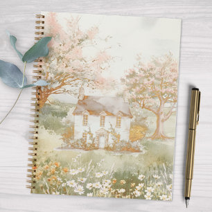 Vintage huis in The Green Meadow Cottagecore Kunst Notitieboek