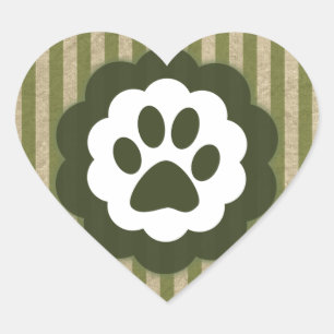 vintage huisdierenpoot hart sticker