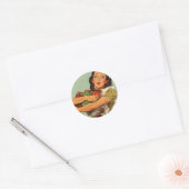 Vintage huisvrouw ronde sticker (Envelop)