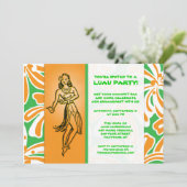 Vintage Hula Dancer Luau Kaart (Staand voorkant)