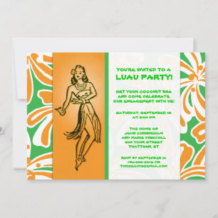 Vintage Hula Dancer Luau Kaart