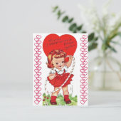 Vintage Hula Hoop Girl Valentijn Briefkaart (Staand voorkant)