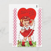 Vintage Hula Hoop Girl Valentijn Briefkaart (Voorkant / Achterkant)