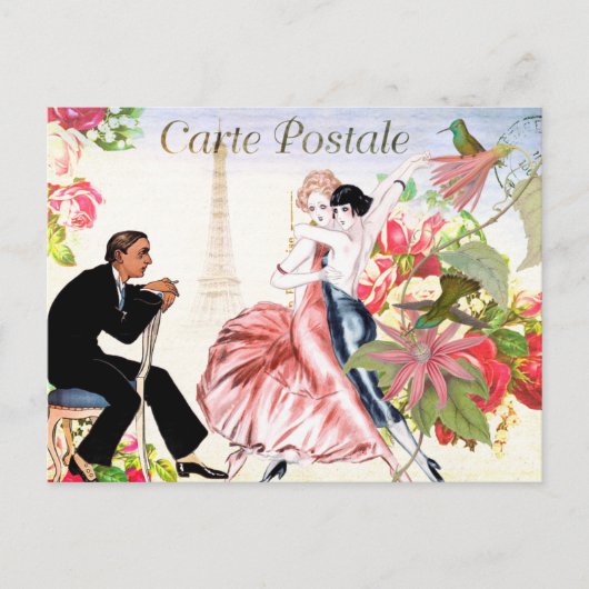 Vintage Hummingbird Paris Tango Briefkaart (Voorkant)