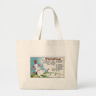 Vintage Humor konijn Grote Tote Bag