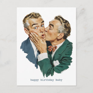Vintage Humor Onverwacht Kus Scene Briefkaart