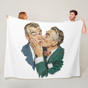 Vintage Humor Onverwacht Kus Scene Fleece Deken