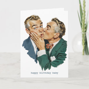 Vintage Humor Onverwacht Kus Scene Kaart