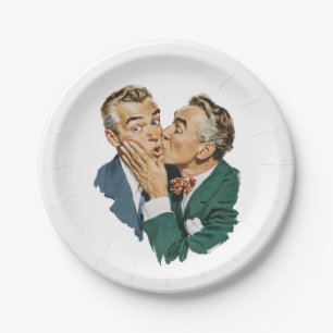 Vintage Humor Onverwacht Kus Scene Papieren Bordje