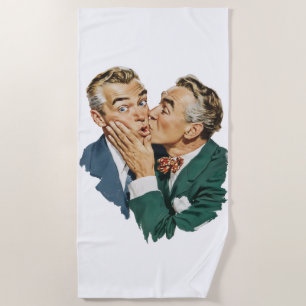 Vintage Humor Onverwacht Kus Scene Strandlaken