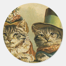 Vintage humor, Victoriaanse bruid bruidegom katten