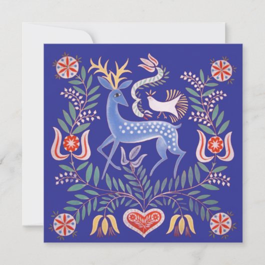 vintage Hungarian Folk Art Deer and Flowers (Voorkant)