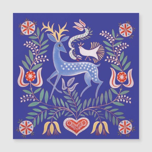 vintage Hungarian Folk Art Deer and Flowers (Voorkant)