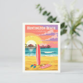 Vintage Huntington Beach California Briefkaart (Staand voorkant)