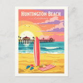 Vintage Huntington Beach California Briefkaart (Voorkant)