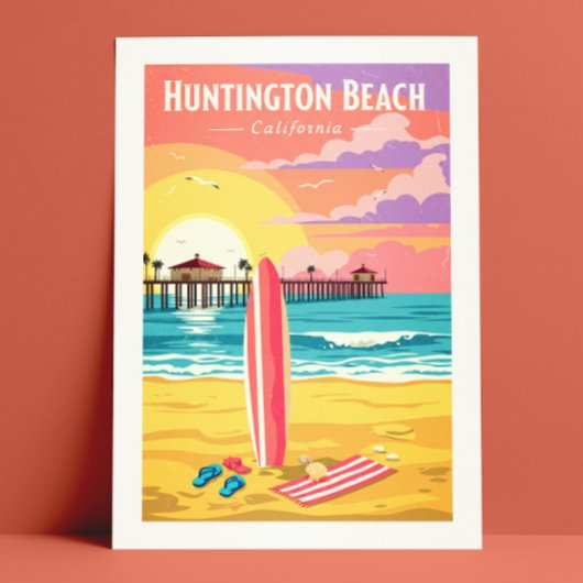 Vintage Huntington Beach California Briefkaart