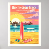 Vintage Huntington Beach California Poster (Voorkant)