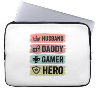 Vintage Husband Daddy Gamer Held Geometrisch T-Shi Laptop Sleeve