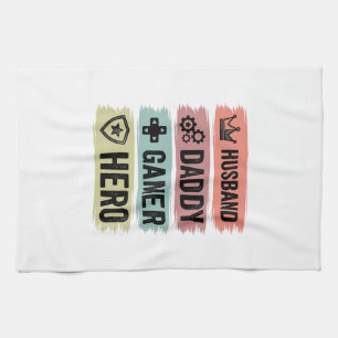 Vintage Husband Daddy Gamer Held Geometrisch T-Shi Theedoek