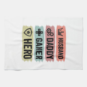 Vintage Husband Daddy Gamer Held Geometrisch T-Shi Theedoek