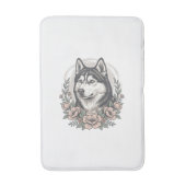 Vintage Husky Bloemstuk Shirt Ontwerp_1 Badmat (Voorkant Verticaal)