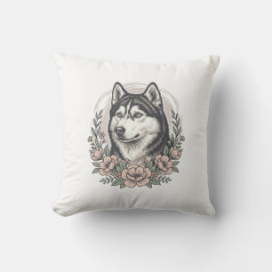 Vintage Husky Bloemstuk Shirt Ontwerp_1 Kussen