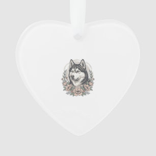 Vintage Husky Bloemstuk Shirt Ontwerp_1 Ornament