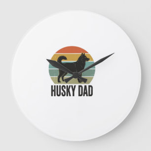 Vintage Husky Vader Retro Hond Vector Design_1 Grote Klok