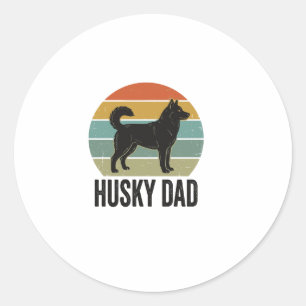 Vintage Husky Vader Retro Hond Vector Design_1 Ronde Sticker