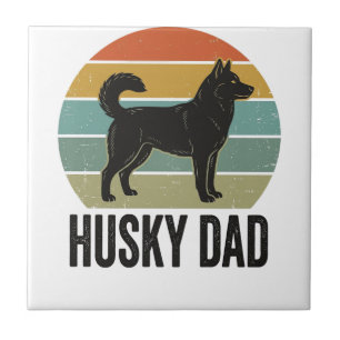 Vintage Husky Vader Retro Hond Vector Design_1 Tegeltje