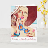 Vintage - Huur een limo voor uw verjaardag, Kaart (Gele Bloem)