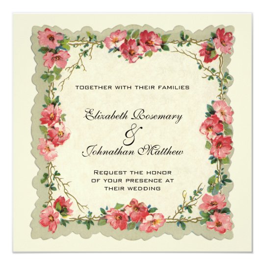 Vintage Huwelijk De Bloemen Roze Rozen Van De Kaart Zazzle Nl
