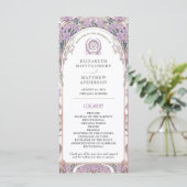 Vintage huwelijksprogramma Ivoor, Plum & Gold Programmakaart (Staand voorkant)