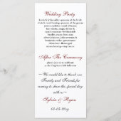 Vintage huwelijksprogramma programmakaart (Achterkant)