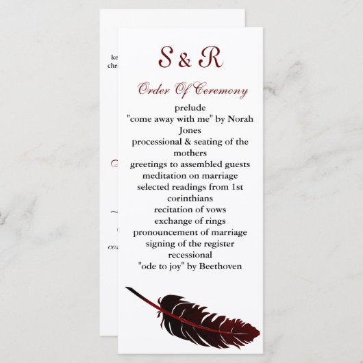 Vintage huwelijksprogramma programmakaart (Voorkant / Achterkant)