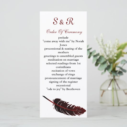 Vintage huwelijksprogramma programmakaart (Staand voorkant)