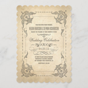 Vintage huwelijksuitnodiging antiek bloeit kaart