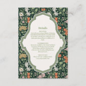Vintage huwelijksuitnodiging William Morris Informatiekaartje (Voorkant)