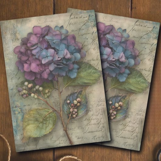 Vintage Hydrangea Botanical Art Decoupage Tissuepapier