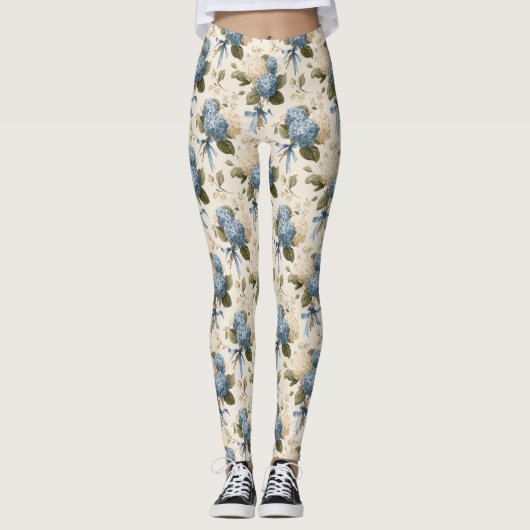 Vintage Hydrangea Bouquet Pattern Leggings (Voorkant)