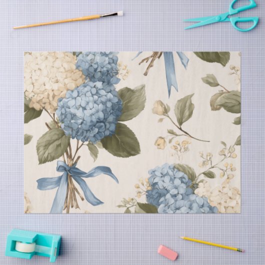 Vintage Hydrangea Bouquet Pattern Tissuepapier (Craft)