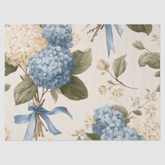 Vintage Hydrangea Bouquet Pattern Tissuepapier (Voorkant)